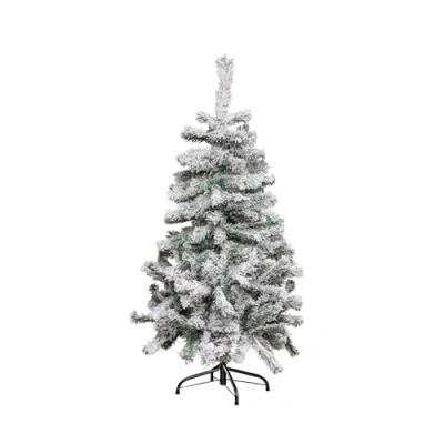 Image of 4ft (1.2m) Snow Flocked Artificial Christmas Tree with Metal Stand 177 Tips, Realistic Xmas Tree, Frosted White Small for Spaces, Perfect Holiday Décor