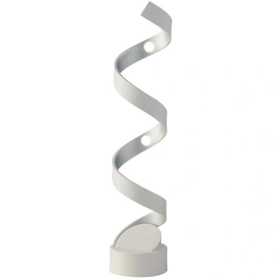 Image of Helix Integrated LED Swirl Effect Table Lamp, White, Silver, 4000K