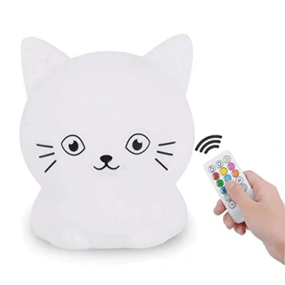 Image of Tekemai Night Light for Kids, Bedside Lamp Children, Baby Nursery Breastfeeding Safe, Break Resistant, Eye Caring, Adjustable Brightness &amp; Color, Touch Control, Child Gift/Bedroom Cat