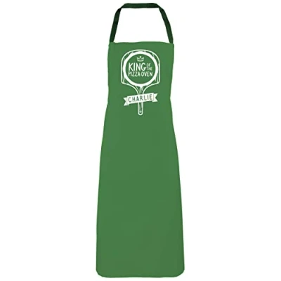Image of Edward Sinclair KING OF THE PIZZA OVEN White Print Emerald Green Apron