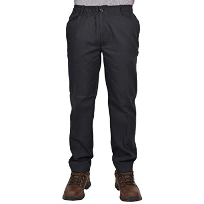 Image of True Face Mens Trousers Elasticated Waist Work Rugby Casual Pants Drawstring Smart Regular Bottom Navy 30W / 29L