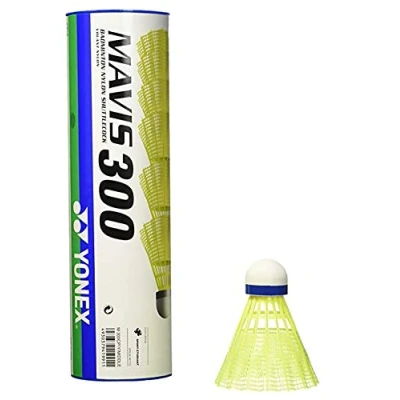 Image of YONEX Mavis 300 Badminton Medium Speed Volant Nylon Shuttlecock, Yellow, 1 Dozen, 2 Tube