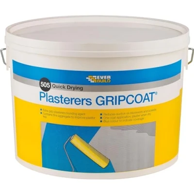 Image of Everbuild 505 Quick Drying Plasterers Grip Coat Plaster Bonding Agent Blue 10 L
