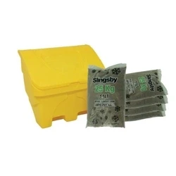 Image of Salt and Grit Bin Yellow 130L Supplied with 5x25kgs Brown Rock
