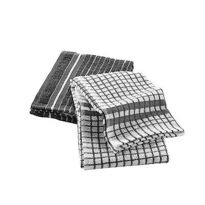 Image of Douceur d&#039;Intérieur, 2 Tea Towels (50 x 70 cm) Classico Anthracite Terry Cloth, Small