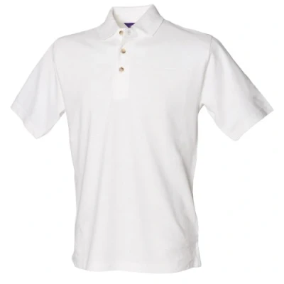 Image of Henbury Mens Classic Plain Polo Shirt With Stand Up Collar (L) (White)