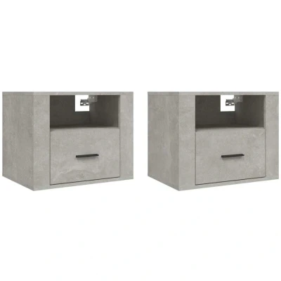 Image of vidaXL Wall mounted Bedside Cabinets 2 pcs Concrete Grey 50x36x40 cm