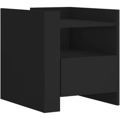 Image of vidaXL Bedside Cabinet Black 45x50x50 cm Engineered Wood