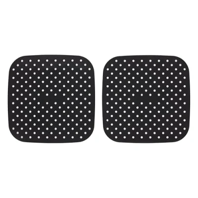 Image of Tala Square Silicone Air Fryer Base Liners 19 x cm, Reusable &amp; Flexible, Grooved Design for Enhanced Airflow, Easy Cleaning, Dishwasher Safe, Oven Safe up to 230C (446F)