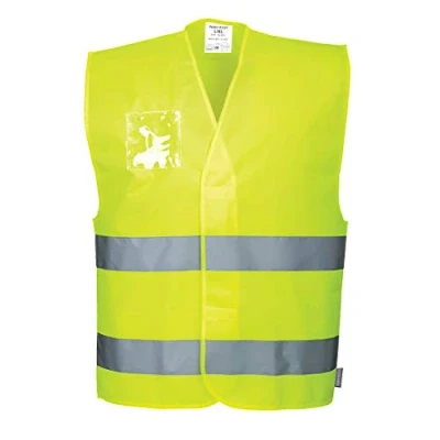 Image of Portwest Hi Vis Vest Dual ID Holder, Color: Yellow, Size: L/XL, C475YERL/XL