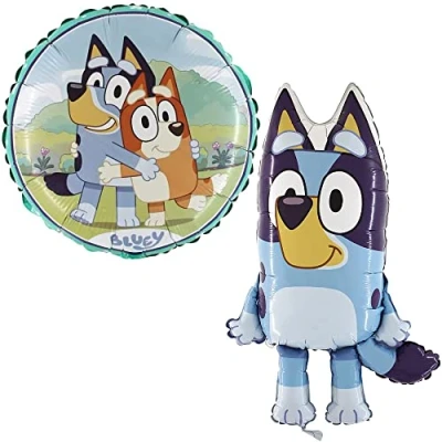 Image of Toyland® 2 Pack Bluey Balloons Round Characters Balloon &amp; Large Shaped Children&#039;s Party Decorations
