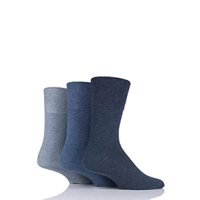Image of 3 Pair Blue Footnurse Gentle Grip Diabetic Socks Men&#039;s 12 14 Mens Iomi