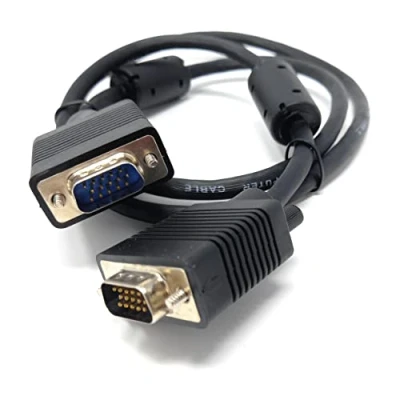 Image of 1m VGA to Cable 15 pin SVGA Male for Monitor Computer PC Laptops TV Projectors Extension Lead, HD15 All Data Pins Connected 3.3ft Black