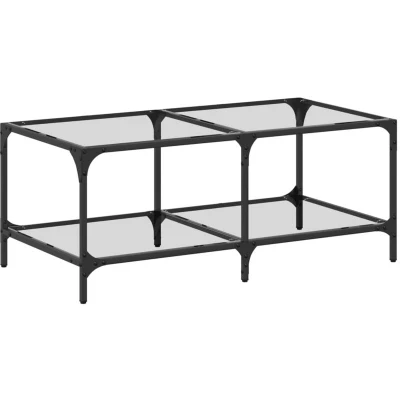 Image of vidaXL Coffee Table with Transparent Glass Top 98.5x50x40 cm Steel
