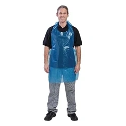Image of Disposable Polythene Bib Aprons Blue (100 Pack)