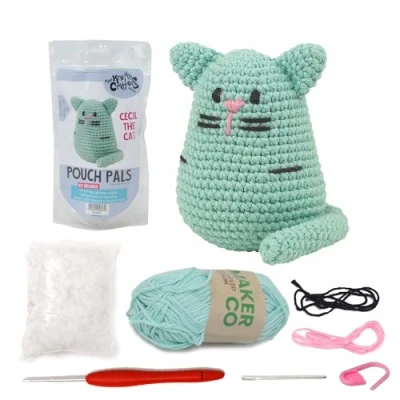 Image of KNITTY CRITTERS Pouch Pals Crochet Kit Cecil The Cat