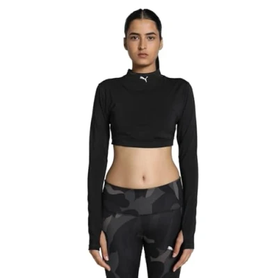 Image of Puma Modest Activewear Longsleeve BRA Medium support sports bra, Women&#039;s, Size: Large, Black