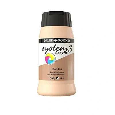 Image of Daler Rowney System3 Acrylic Paint, Plastic Pot, 16.91oz 500 ml, Peach Pink