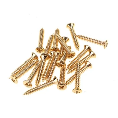 Image of Musiclily Pro 2.5x18mm Guitar Countersunk Humbucker Pickup Ring Mounting Screws Frame Surround for USA Les Paul SG, Gold(Set of 20)