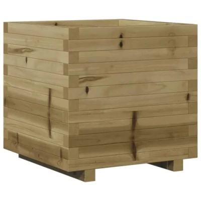 Image of vidaXL Wooden Garden Planter 50x50x49.5 cm Square Box Brown Pine for Flowers, Vegetables, Herbs
