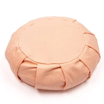 Image of Myga RY1156 Zafu Yoga Meditation Cushion with Washable Cover Floor Pillow Natural Buckwheat Filling Soft Round Cotton Design Pink