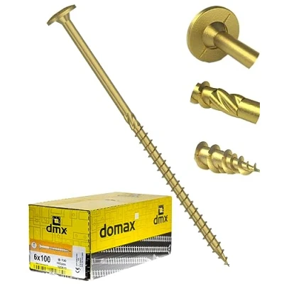 Image of 8mm x 200mm (Pack of 50) Yellow Hardened Wafer Head Torx Wood Timber Construction Screw High Performacne Carpenter Screws