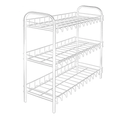 Image of Metaltex Shoe Rack 3 Tier Stand Organiser, Metal, White, 64 X 23 59 CM
