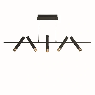 Image of Cylinder 5 Light Bar Ceiling Pendant, Black &amp; Gold