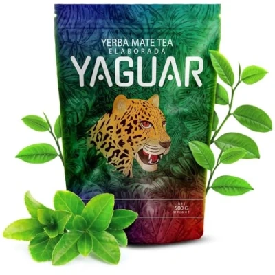 Image of Yaguar Elaborada con Palo Yerba Mate Tea from Brazil 500g Traditional No Additives High in Caffeine Vitamins, Minerals, Antioxidants Supports Metabolism Native Product
