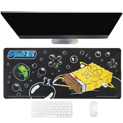 Image of Spongebob Jumbo Desk Mat Bubbles Large Rubber Gaming and Work Pad 70 x 30 Centimetres