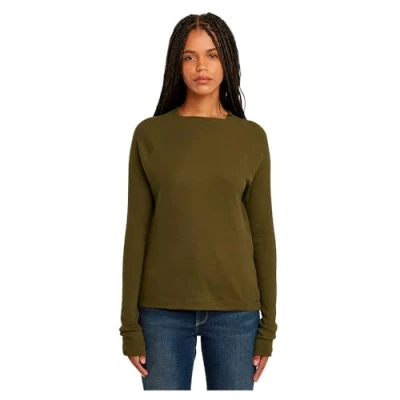 Image of G STAR RAW Women&#039;s Slim Rib Mock T Long Sleeve Shirt, Green (Dark Olive D26411 5268 c744), XL