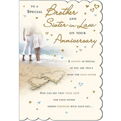 Image of Traditional Annivesary Card Brother &amp; Sister In Law 9 x 6 inches Piccadilly Greetings
