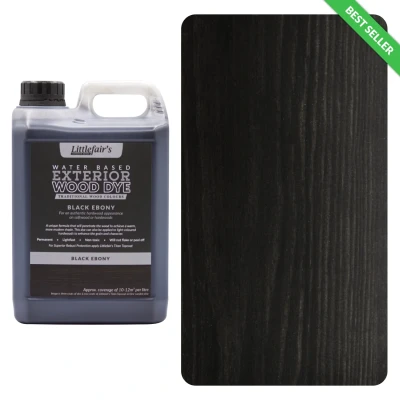Image of Littlefair&#039;s Wood Stain Water Based 2.5ltr Outdoor Furniture Dye Light &amp; Dark Finishes Non Toxic Eco Friendly Formula Exterior for Crafts Colour: Black Ebony