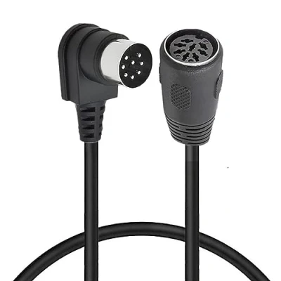 Image of HUHANGGod 8 PIN DIN Extension Cable, MIDI Male 90 Degree to Female Cord Adapter, Plug Speaker Audio Cable for Bang Olufsen PowerLink MK2 (0.5 Meter)