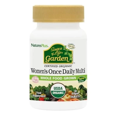 Image of NaturesPlus Source of Life Garden Women&#039;s Daily Organic Women Multivitamins Supplement, Energy and Immune Support Iron, Vitamin D, Biotin, Maca Cranberry Vegan, Gluten Free 30 Tablets