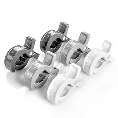 Image of Zamboo Universal Stroller Pegs 6 Pack Buggy Clips for Muslins, Toys or Car Seat Cover Easy to Attach Pushchair/Pram Infant Multifunctional Baby Pram Accessory Grey/White