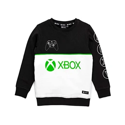 Image of Xbox Sweatshirt For Boys &amp; Girls Kids Black Green Controller Game Sweater Jumper Childrens Gamers Hoodie Clothing Merchandise 8 9 Years