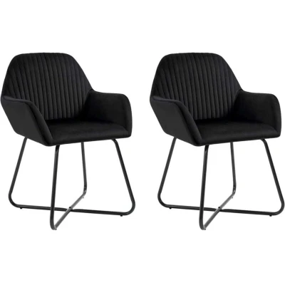 Image of vidaXL Dining Chairs 2 pcs Black Velvet
