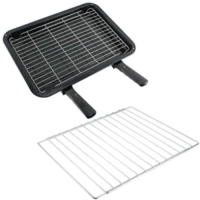 Image of SPARES2GO Extra Large Grill Pan, Rack &amp; Dual Detachable Handles with Adjustable Shelf for Bosch Oven Cookers