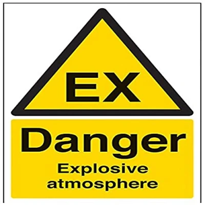 Image of V Safety Danger, Explosive Atmosphere Warning Sign 200mm x 300mm Self Adhesive Vinyl