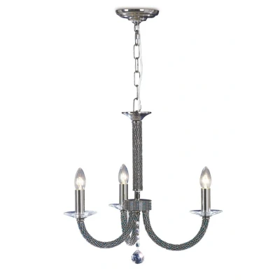 Image of Elena Ceiling Pendant Chandelier 3 Light Black Chrome, Crystal