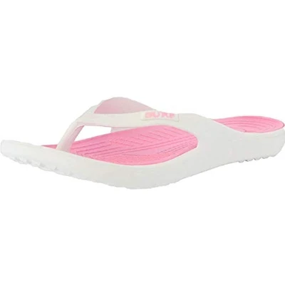 Image of Surf Womens Unisex Flip Flops Rubber Sandal Beach Shoe Shower Mules UK 3 8 (UK 3, White/Pink)