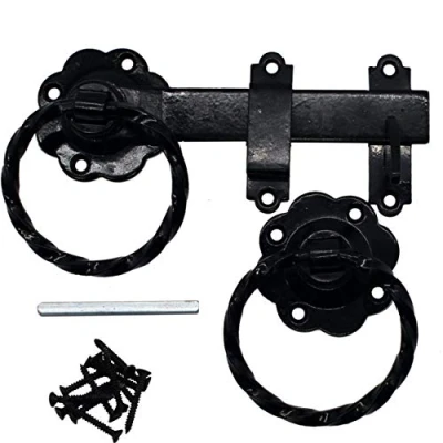 Image of Ring Gate Latch 6 INCH / 200mm Twisted Pattern Black Powder Coating