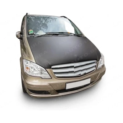 Image of AB 00277 CARBON FIBRE LOOK FULL BONNET BRA compatible with MB Mercedes Benz W639 Vito Viano 2003 2014 STONEGUARD PROTECTOR TUNING