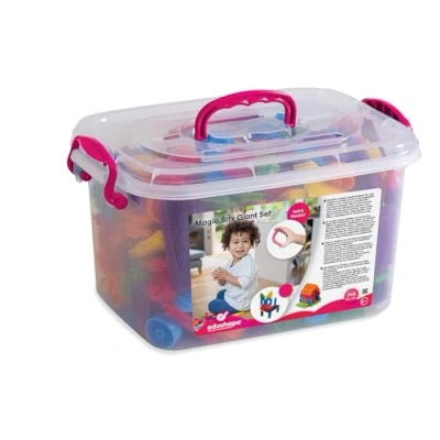 Image of Edushape Magic Brix Giant Construction Set. 360 piece Sensory Sticking and Joining Children Building Bristle Blocks Educational Toy 3+