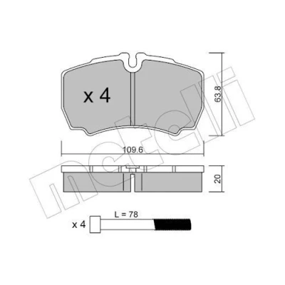 Image of 42470841, 42555406, 42560080, 42561101, 42561102 Brake pad set METELLI 22 0604 0 prepared for wear warning indicator FORD: Transit Mk6 Van