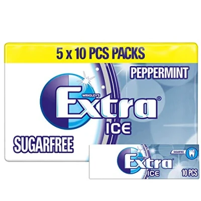 Image of Extra Ice Peppermint Sugarfree Chewing Gum, 5x10 Pieces