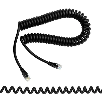 Image of RIIEYOCA RJ12 6P6C Straight Wired Cable, Male to Phone Cord Retractable Spring Cable Stretchable 4.92ft