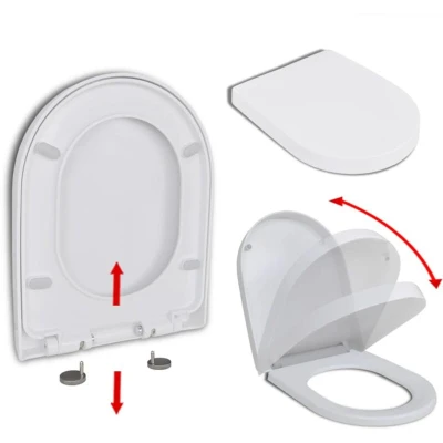 Image of vidaXL Soft close Toilet Seat with Quick release Design White Square Bathroom