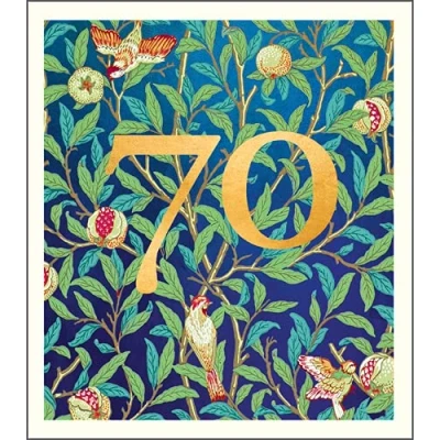 Image of Age of Arts &amp; Crafts Artistic Female 70th Birthday Card From the after William Morris Range by Pigment Productions Embossed and Foil Finish Greeting For Her (PIG QC704B)